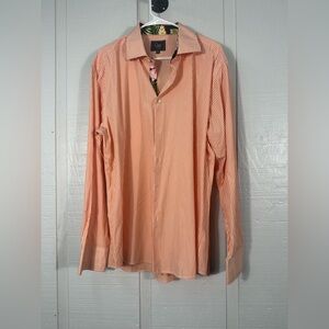 Cigar Couture Orange Striped Button-Up Shirt Size XL EUC
